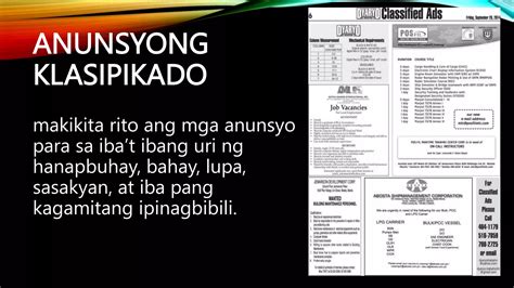 anunsyo klasipikado halimbawa|Bahagi ng Diyaryo .